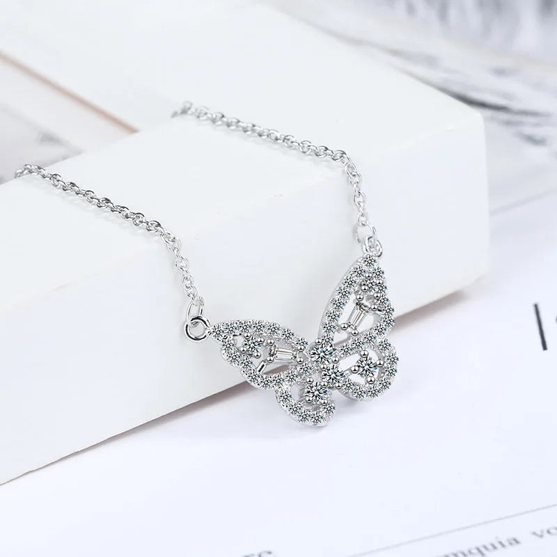 Butterfly Necklace - Dental Crazed Silver