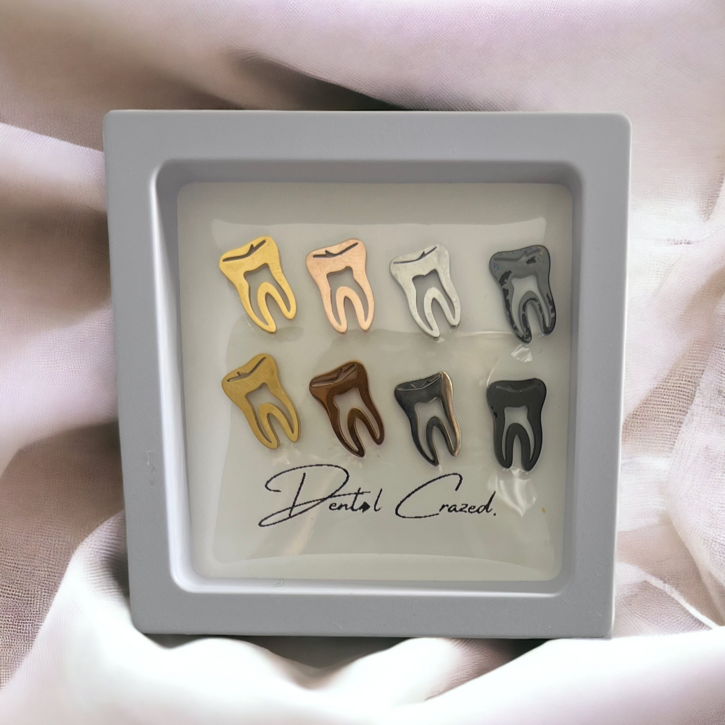 Tooth Stud Earrings - Dental Crazed SET (all 4 pairs)