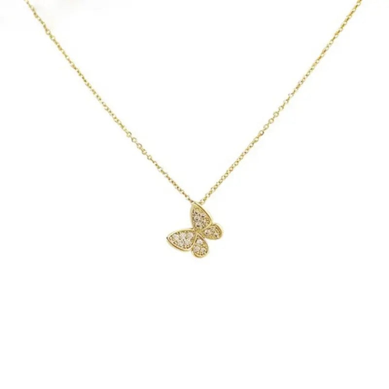 Dainty Butterfly Necklace - Dental Crazed Gold