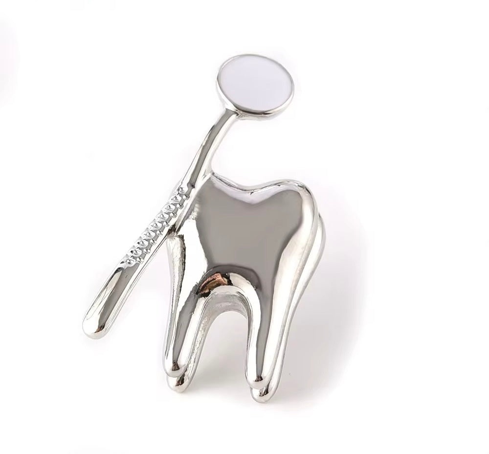 Personalizable Tooth/Mouth Mirror Lapel Pin