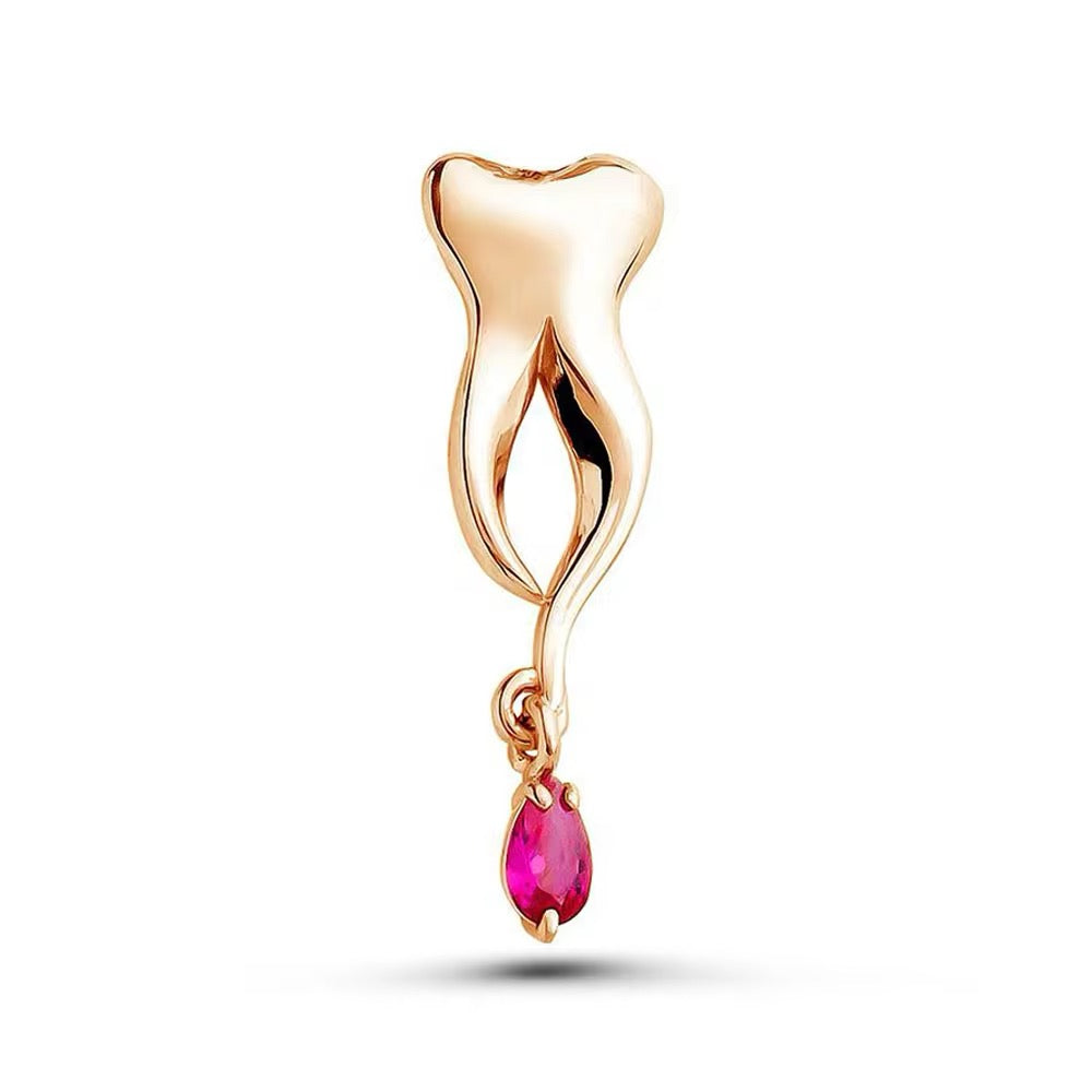 Tooth Lapel Pin - Dental Crazed Gold