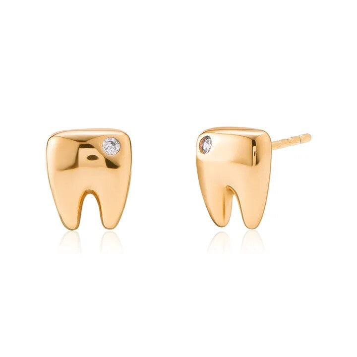 Rose Gold Tooth Stud Earrings - Dental Crazed