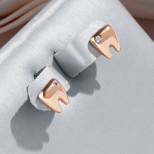 Rose Gold Tooth Stud Earrings - Dental Crazed