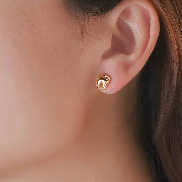 Rose Gold Tooth Stud Earrings - Dental Crazed