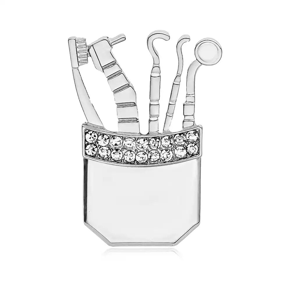 Personalizable Dental Lapel Pin - Dental Crazed Silver