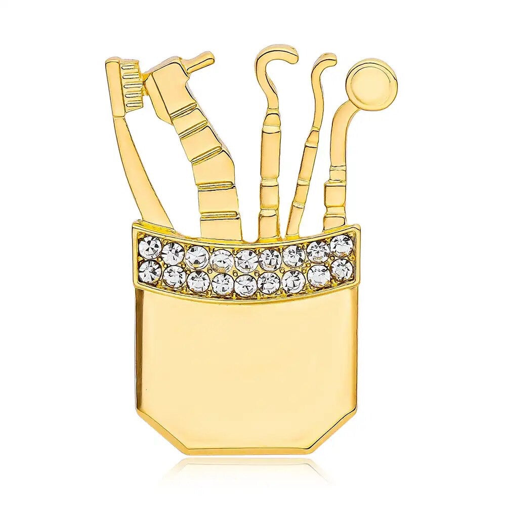 Personalizable Dental Lapel Pin - Dental Crazed Gold