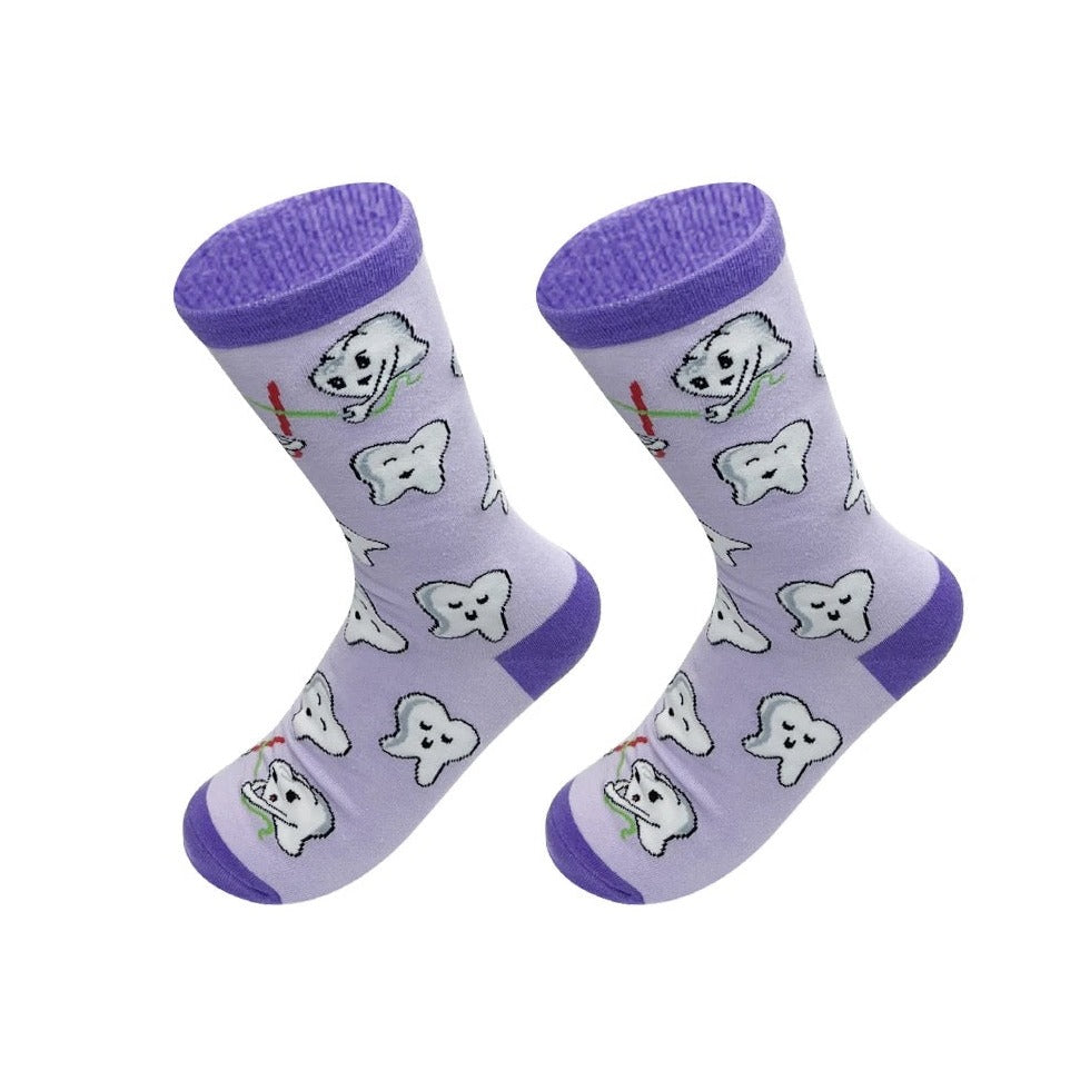 Dental Themed Socks - Dental Crazed Purple