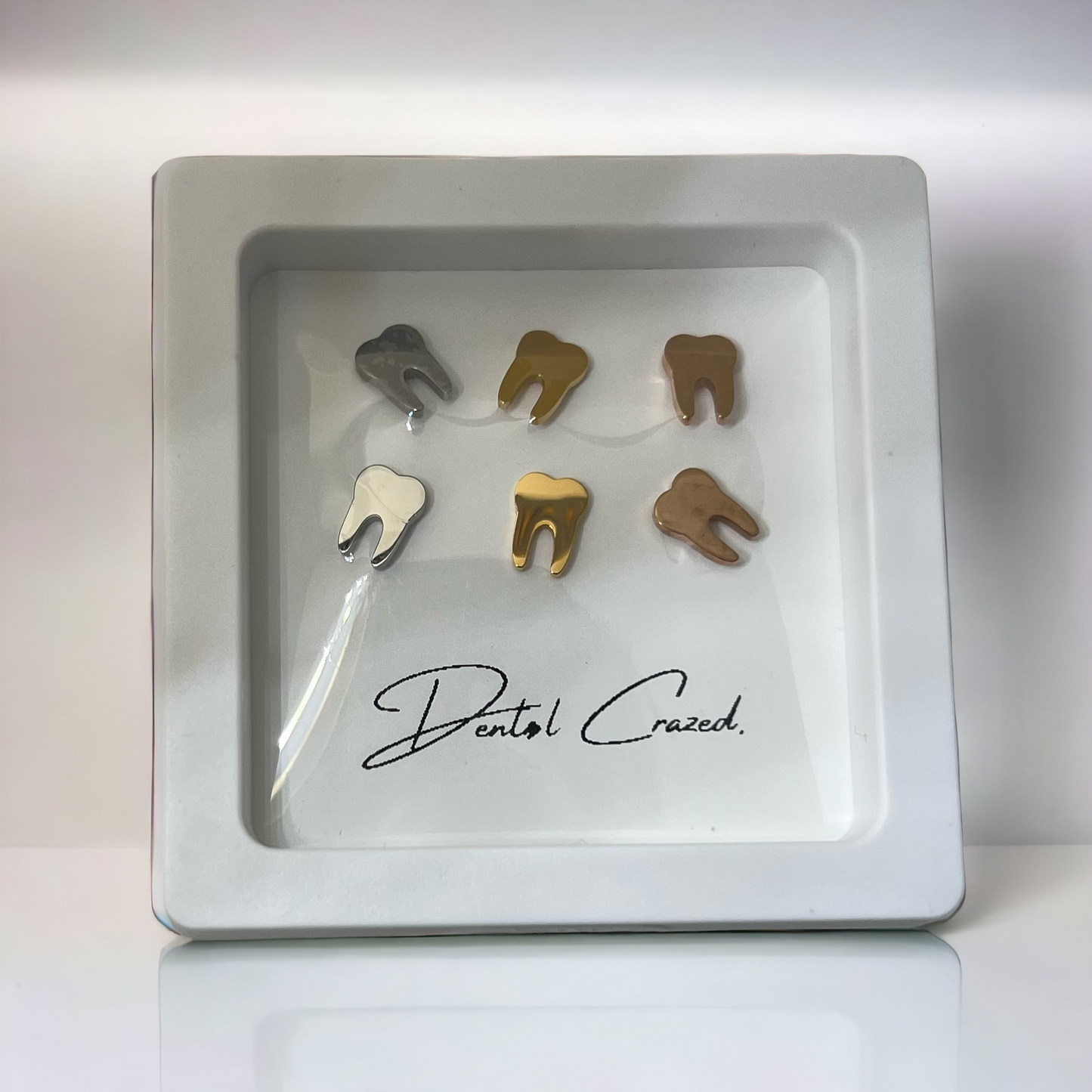 Personalizable Tooth Stud Earrings - Dental Crazed SET (all 3 pairs)