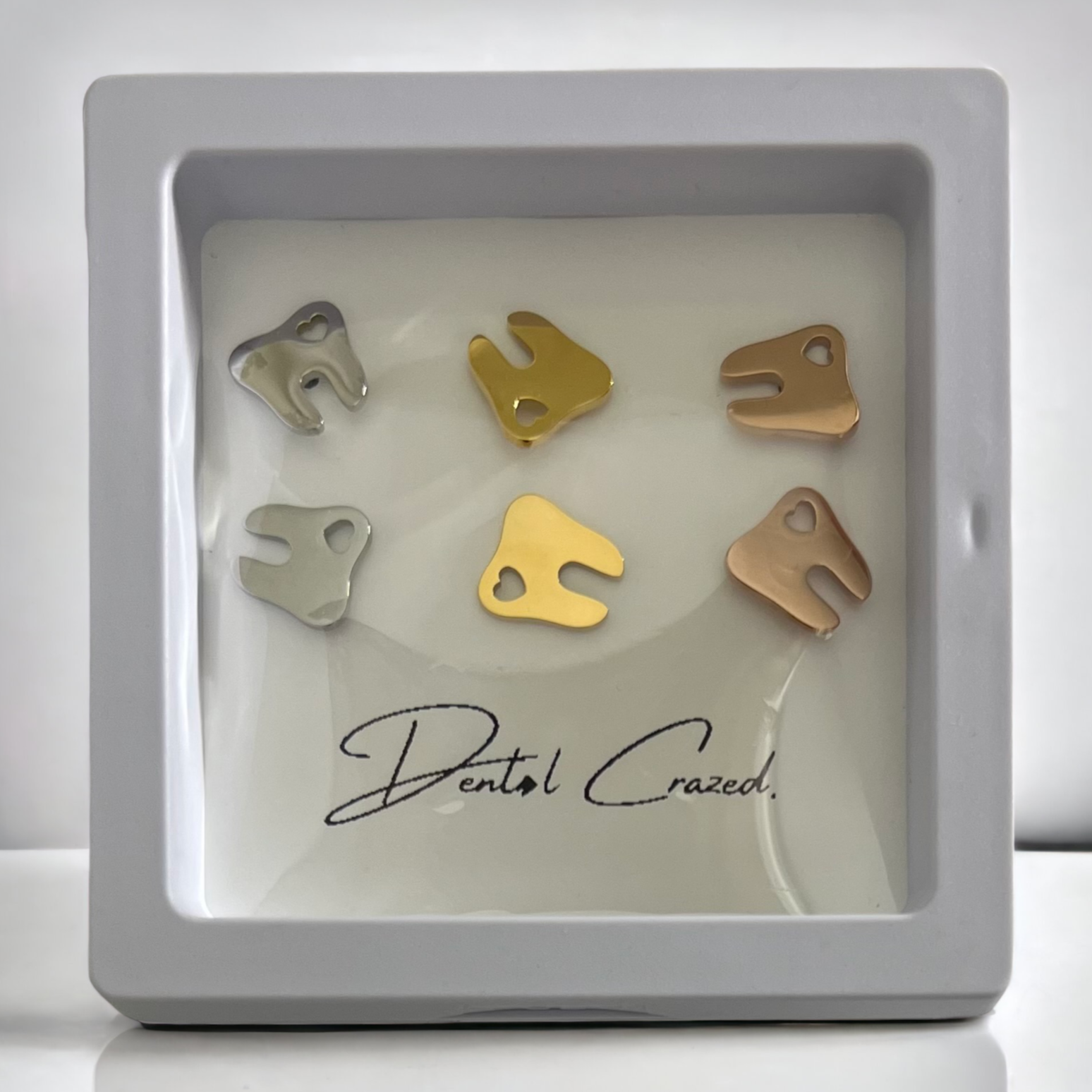 Hollow Heart Tooth Stud Earring SET - Dental Crazed