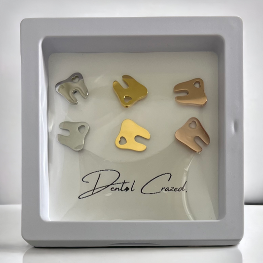 Hollow Heart Tooth Stud Earring SET - Dental Crazed