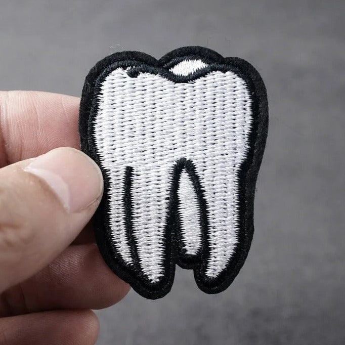 Molar Tooth Iron On Patch - Dental Crazed Tooth