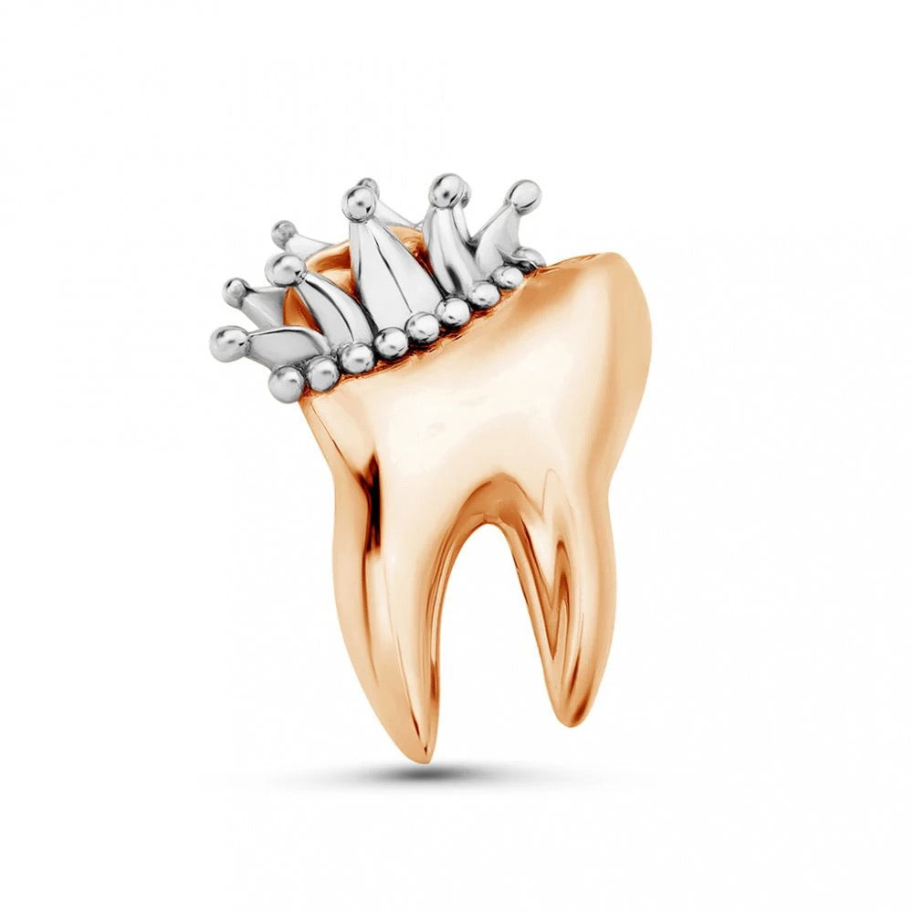 Crown Tooth Lapel Pin - Dental Crazed Gold