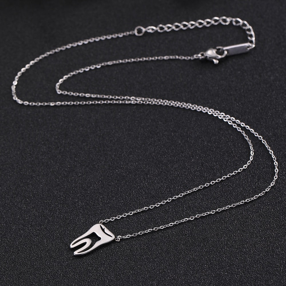 Tooth Necklace - Dental Crazed Silver