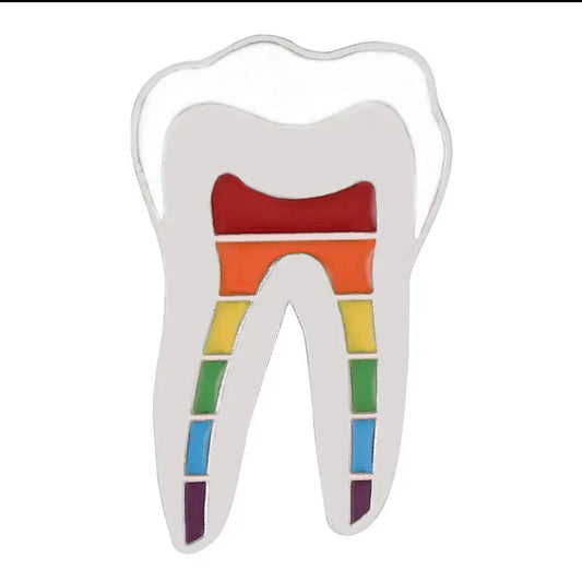 Rainbow Tooth Lapel Pin - Dental Crazed