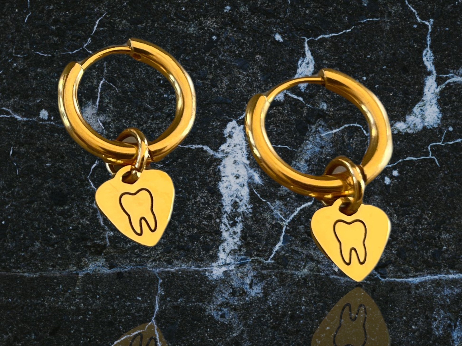 Heart Tooth Huggie Hoop Earrings - Dental Crazed