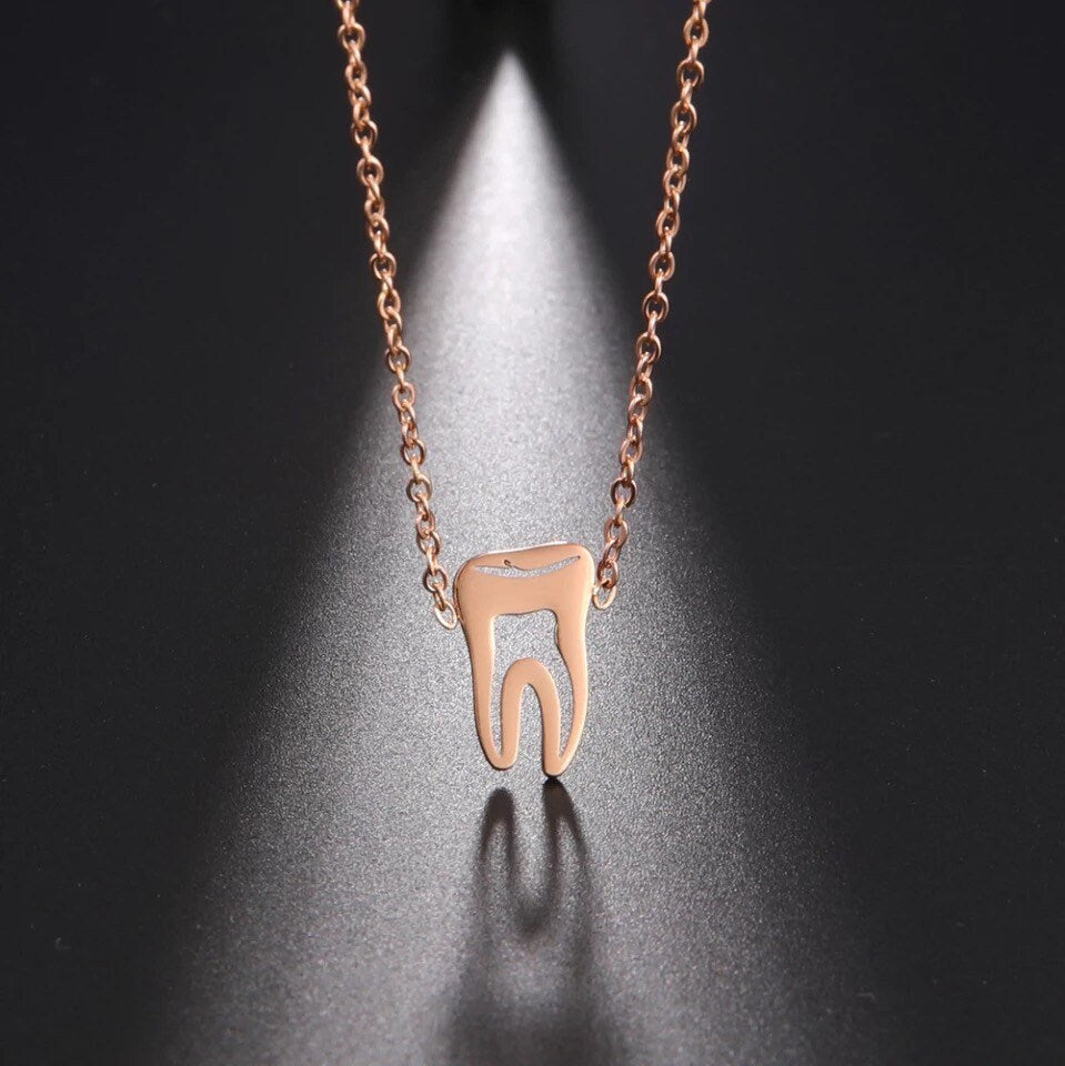 Tooth Necklace - Dental Crazed Rose gold