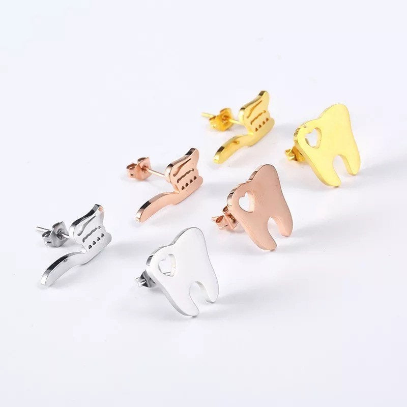 Tooth & Toothbrush Stud Earrings - Dental Crazed