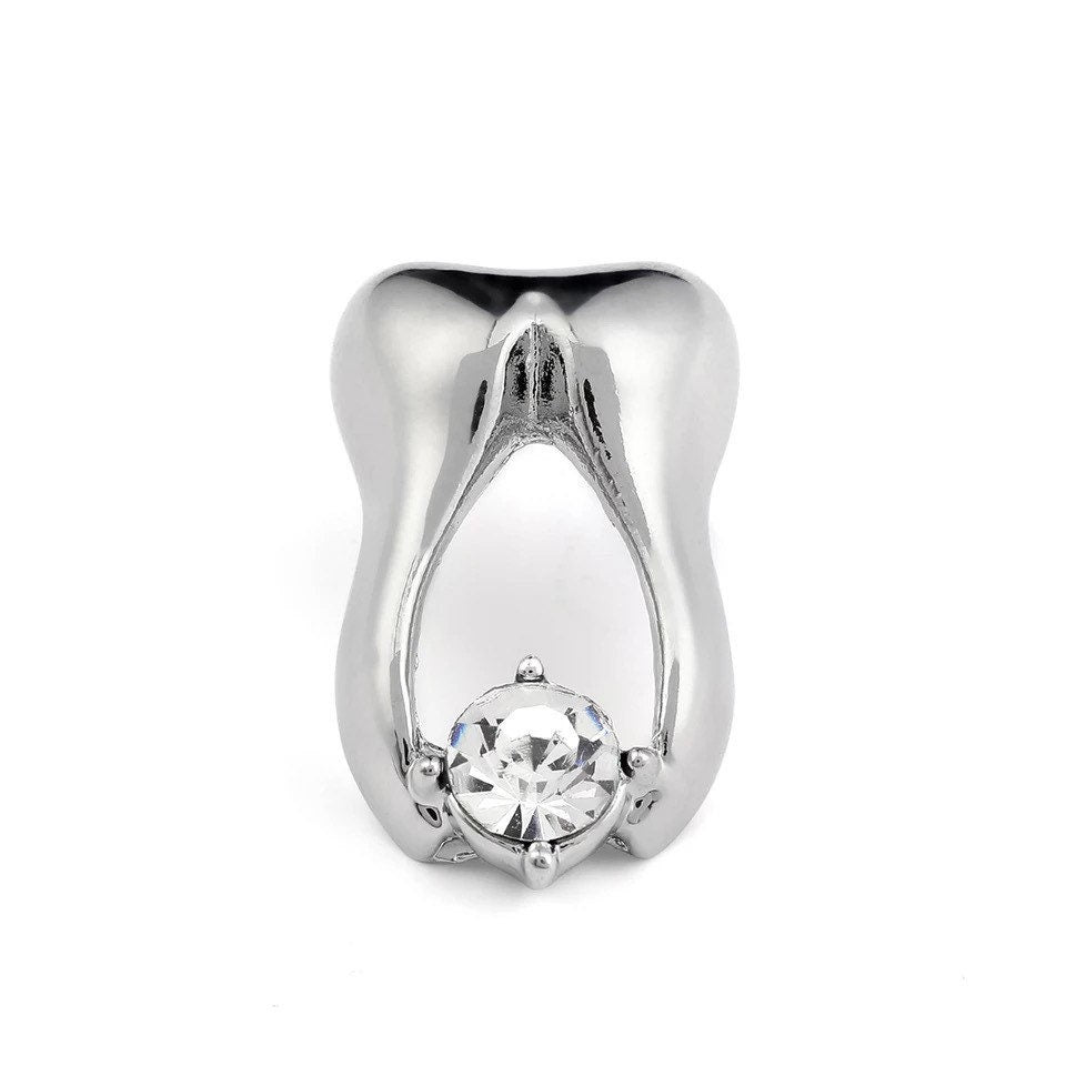 Tooth Lapel Pin - Dental Crazed Silver