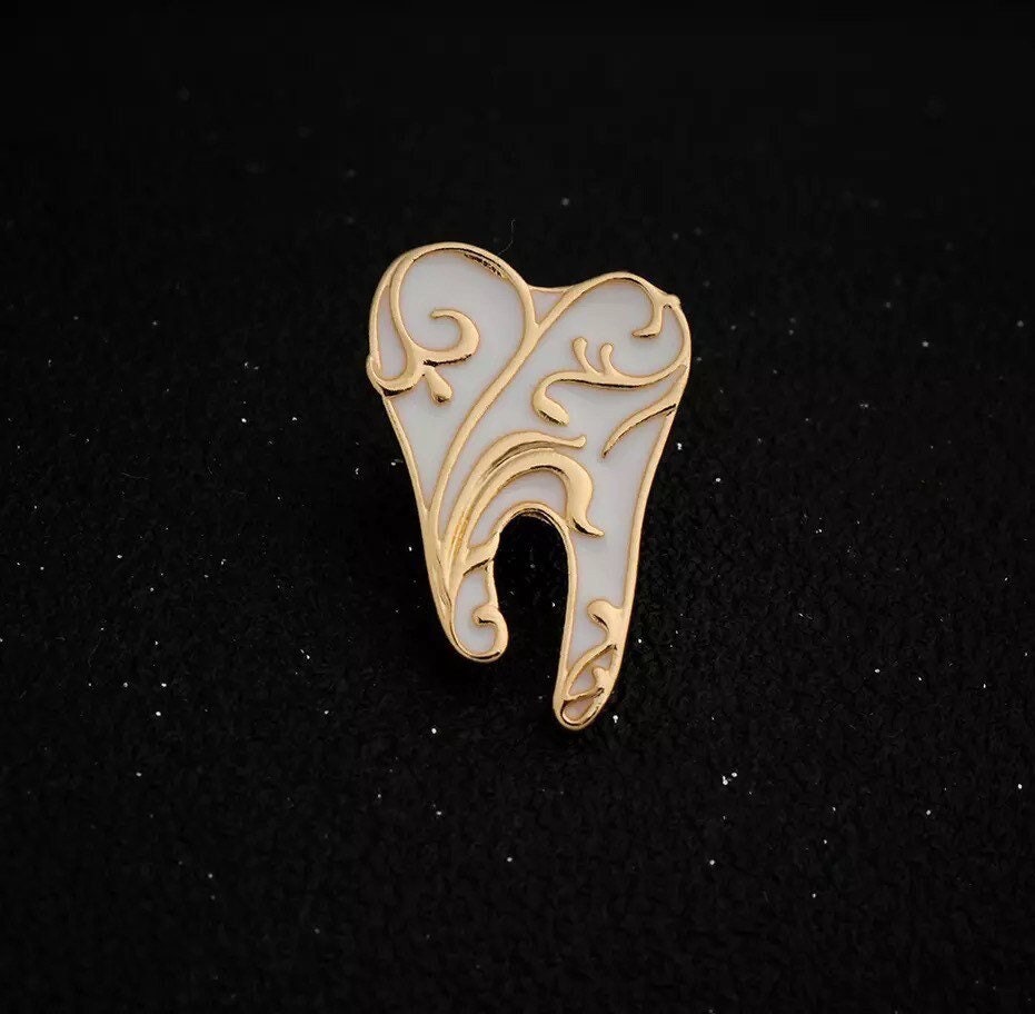 Tooth Lapel Pin - Dental Crazed Gold