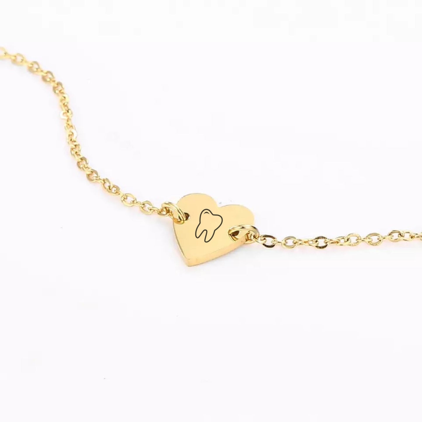 Heart Tooth Bracelet - Dental Crazed Gold