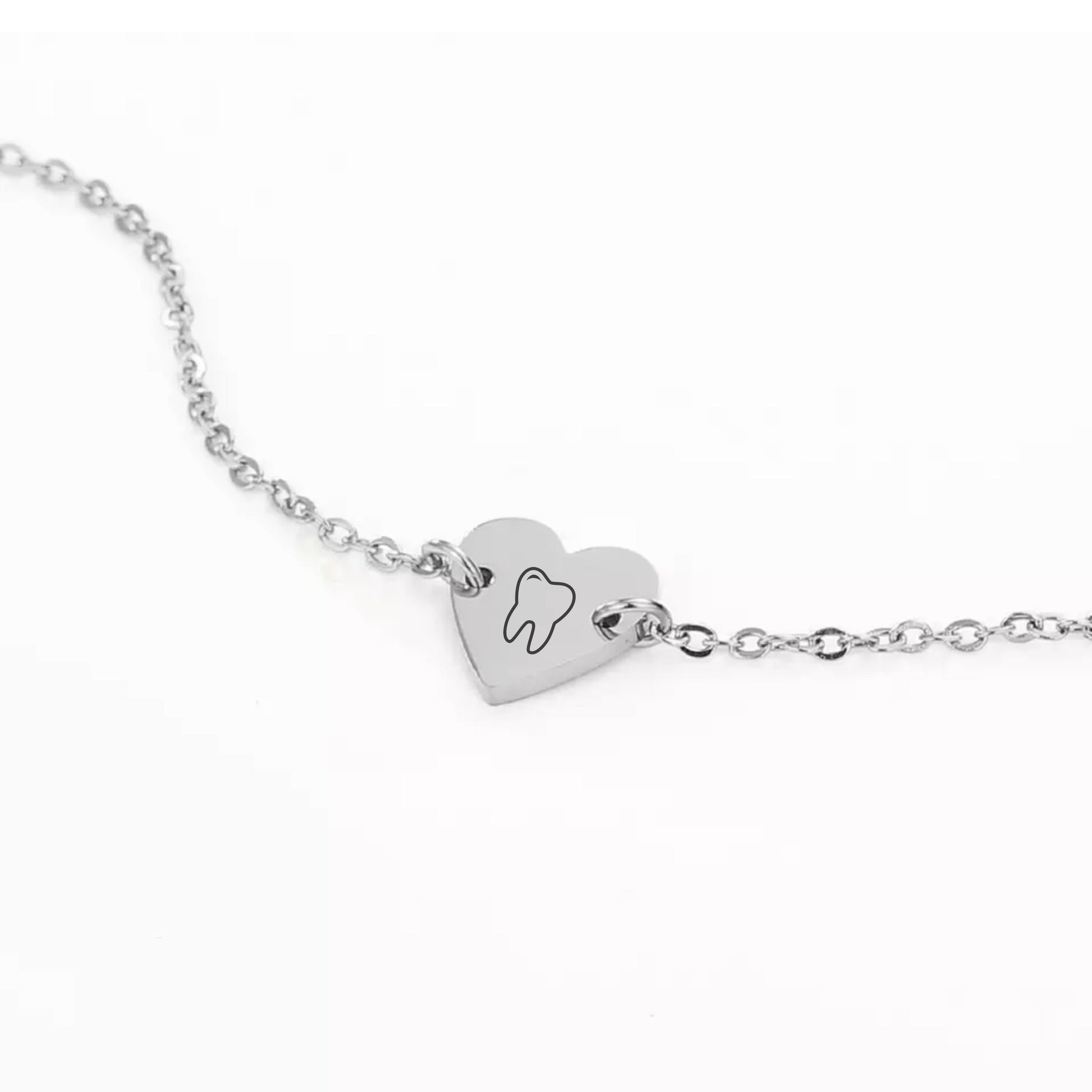 Heart Tooth Bracelet - Dental Crazed Silver