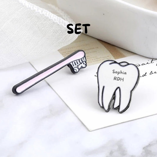 Tooth and Toothbrush Lapel Pin Set - Dental Crazed