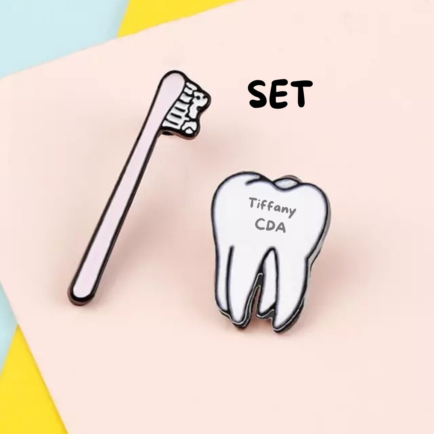 Tooth and Toothbrush Lapel Pin Set - Dental Crazed