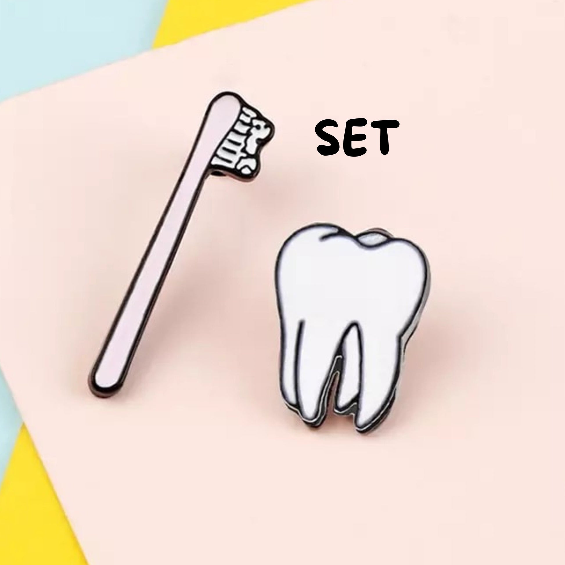 Tooth and Toothbrush Lapel Pin Set - Dental Crazed