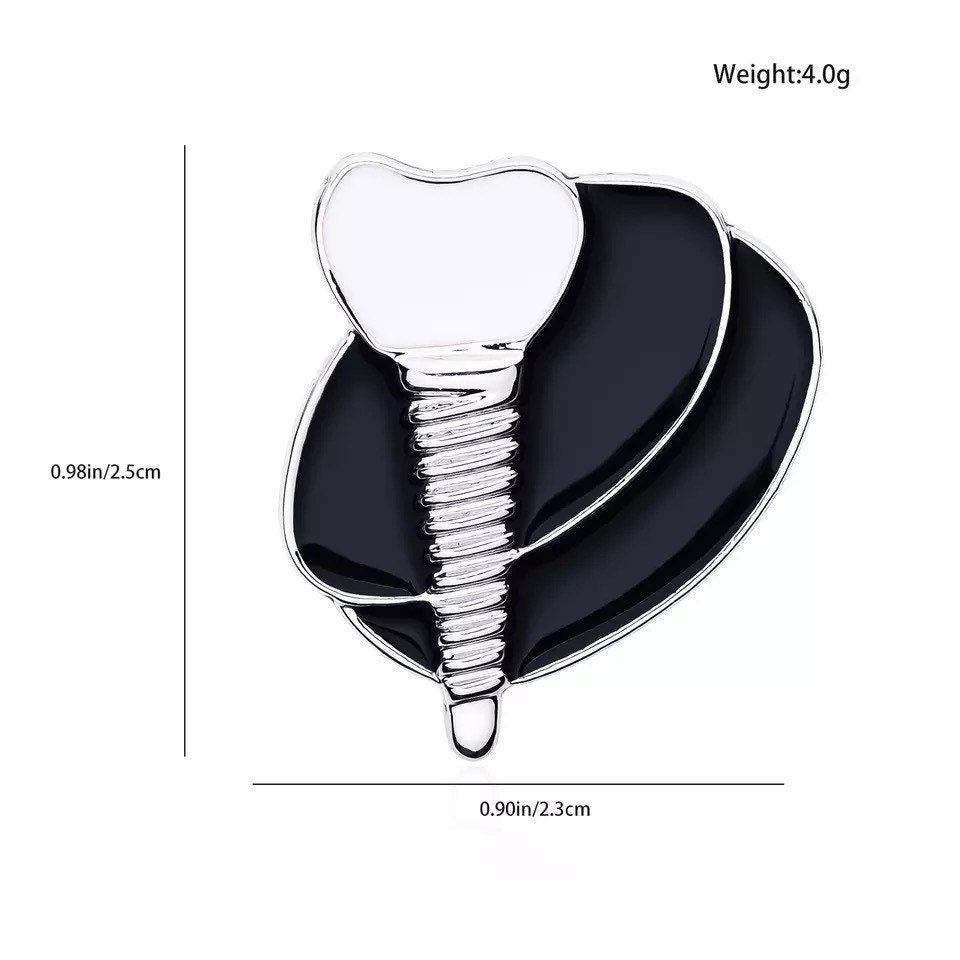 Tooth Lapel Pin - Dental Crazed Silver