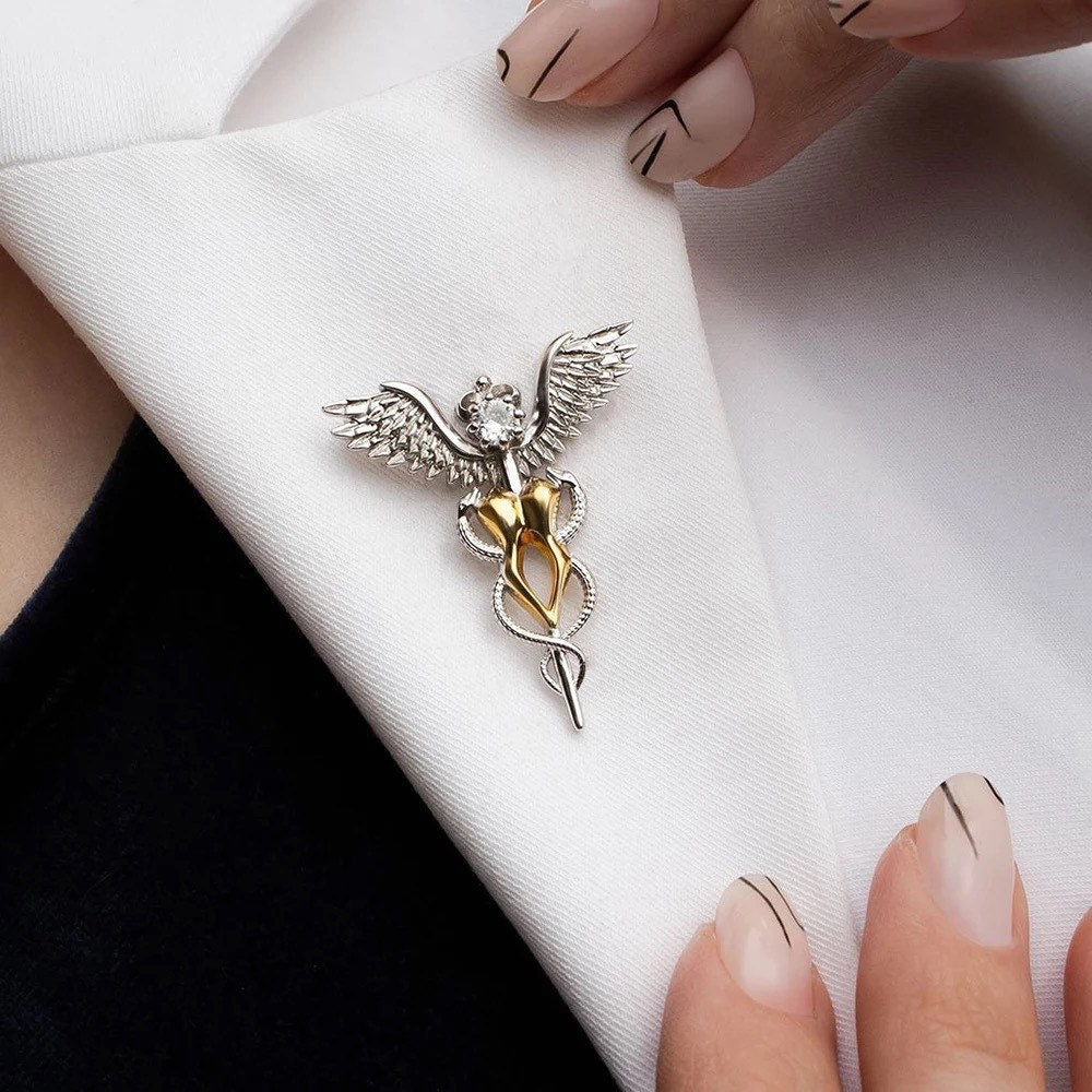 Caduceus Tooth Wings Lapel Pin - Dental Crazed