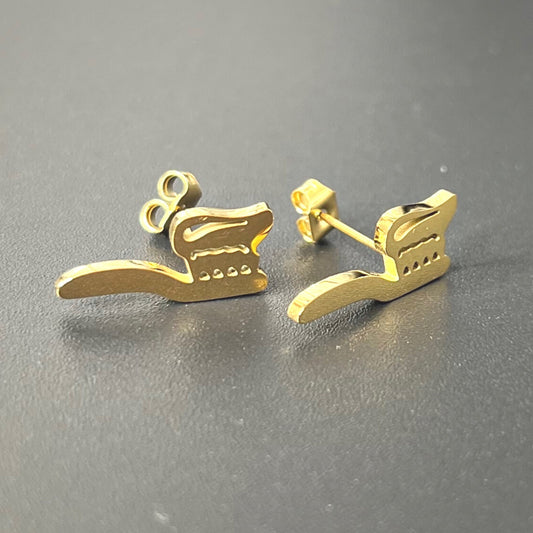 Toothbrush Stud Earrings - Dental Crazed Gold