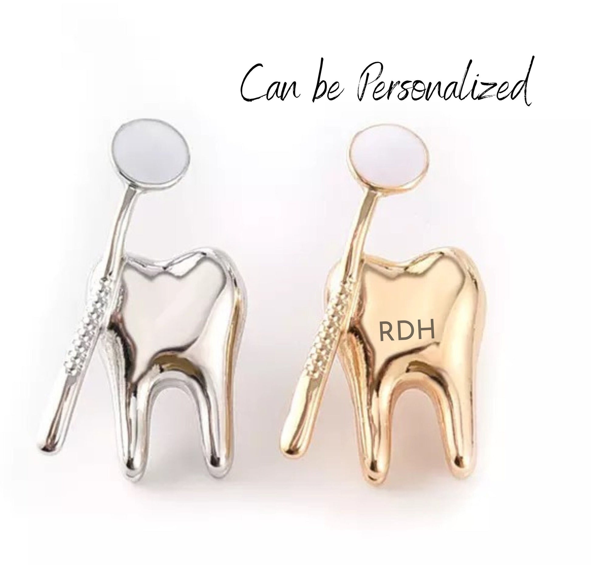 Personalizable Tooth and Mouth Mirror Lapel Pin - Dental Crazed