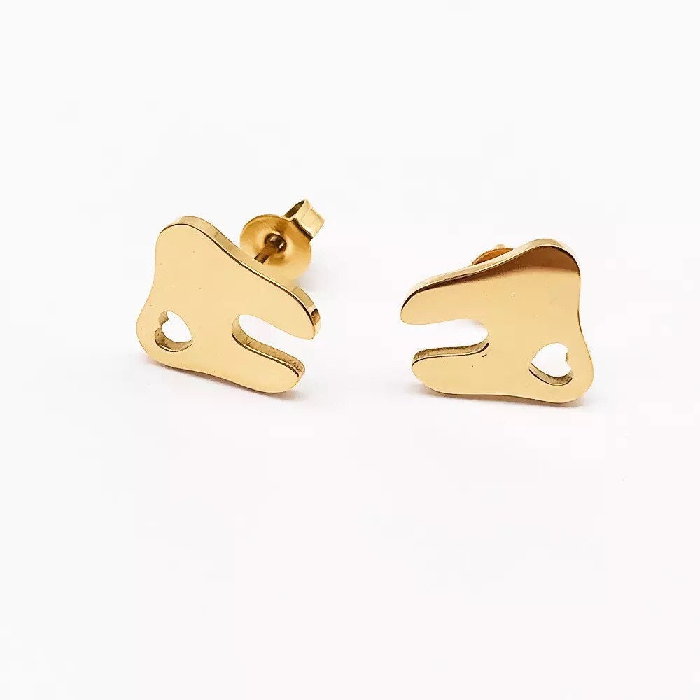 Hollow Heart Tooth Stud Earrings - Dental Crazed