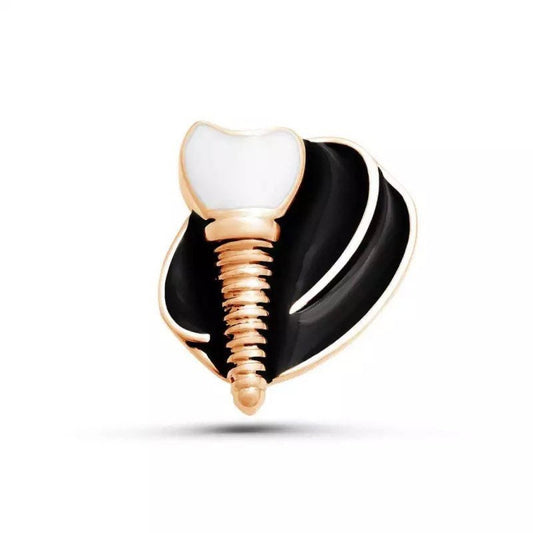 Tooth Lapel Pin - Dental Crazed Gold