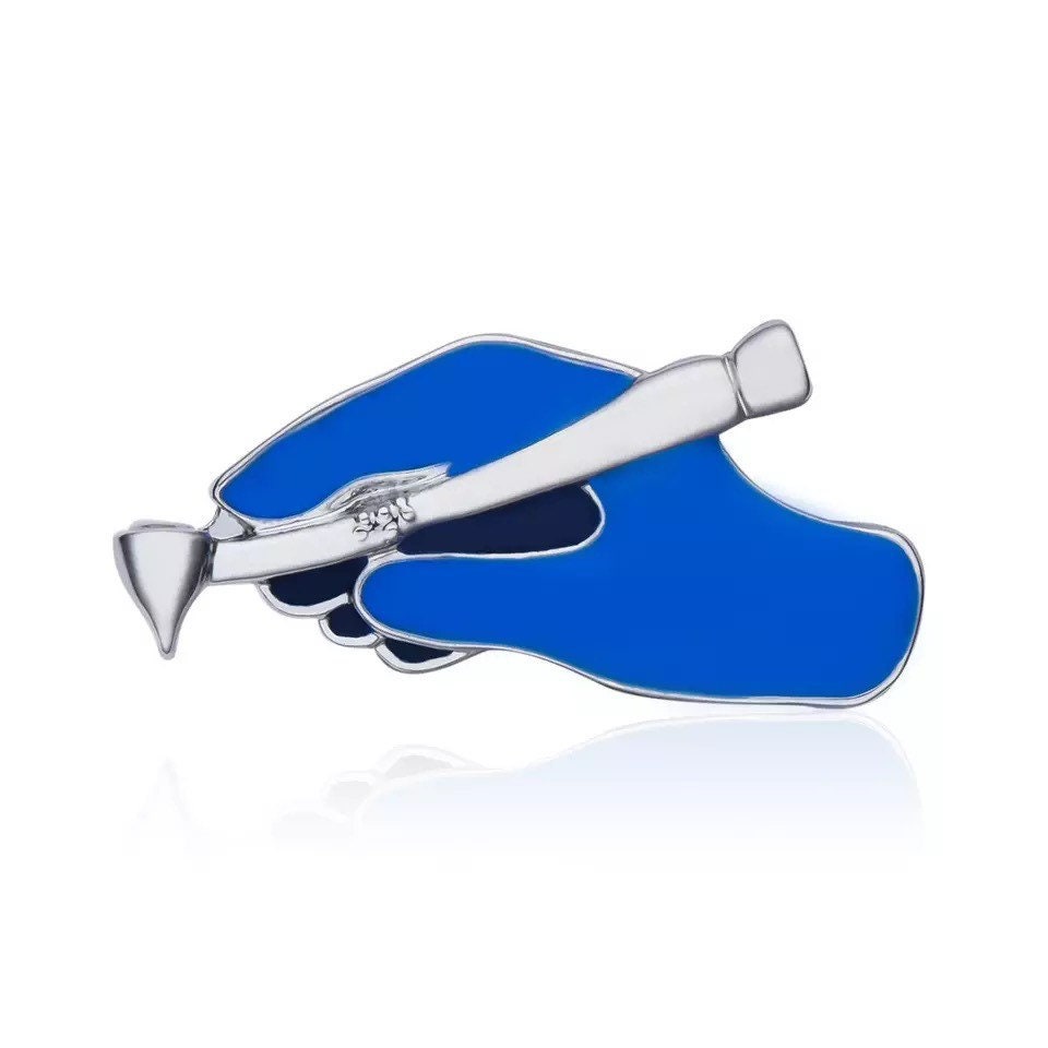 Dental Drill Lapel Pin - Dental Crazed Silver/Blue