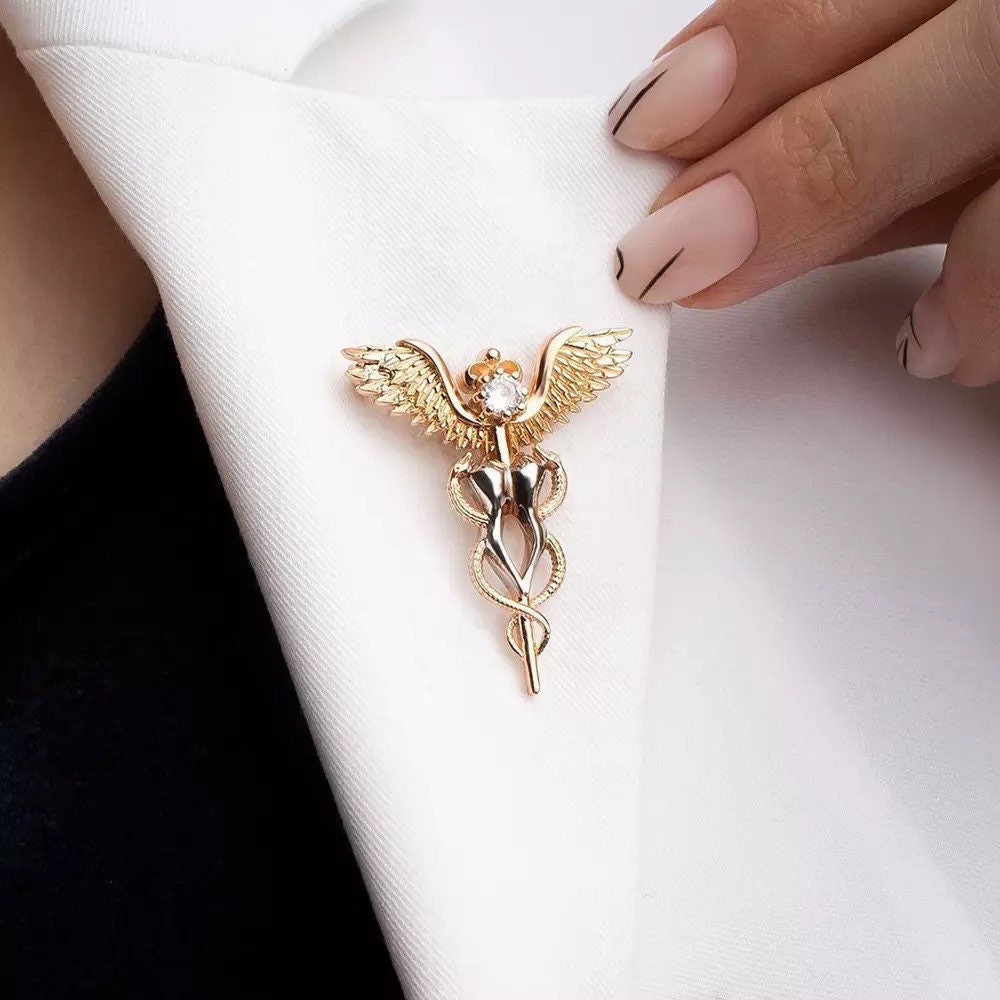 Caduceus Tooth Wings Lapel Pin - Dental Crazed