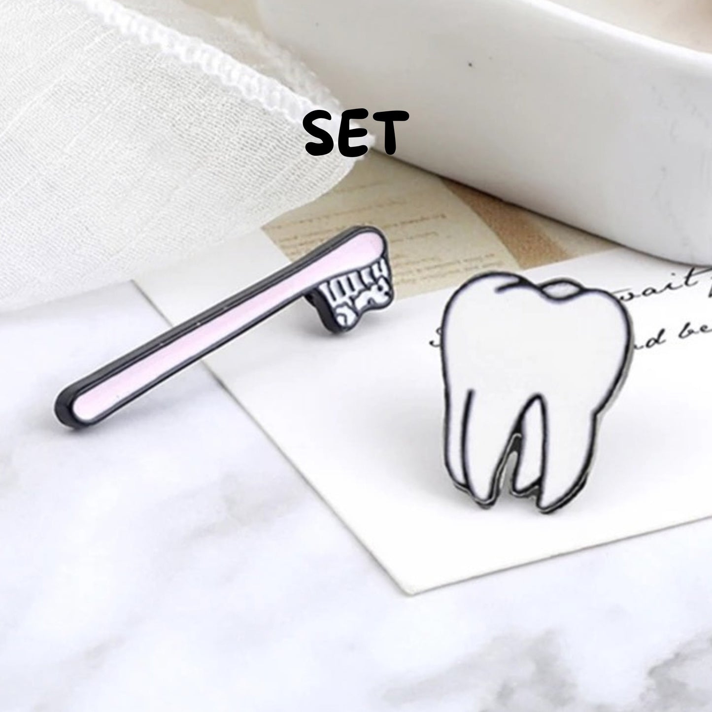 Tooth and Toothbrush Lapel Pin Set - Dental Crazed