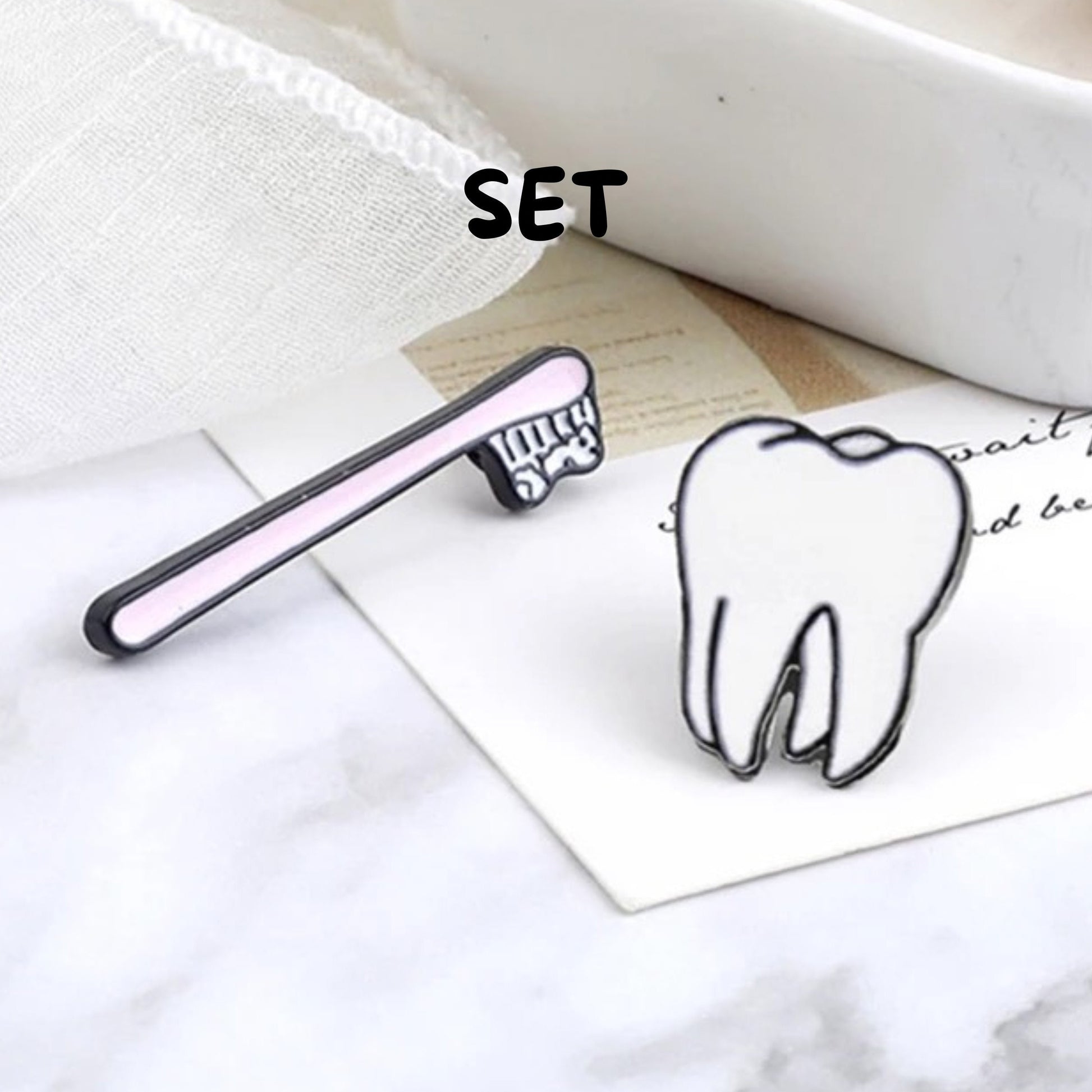 Tooth and Toothbrush Lapel Pin Set - Dental Crazed